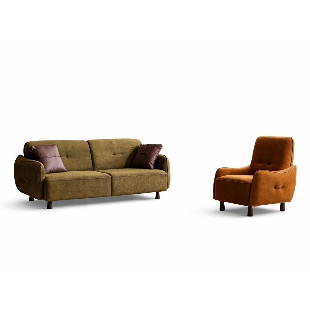 Lavin Taba & Zeytin Yeşili 3-3-1 Koltuk Takımı