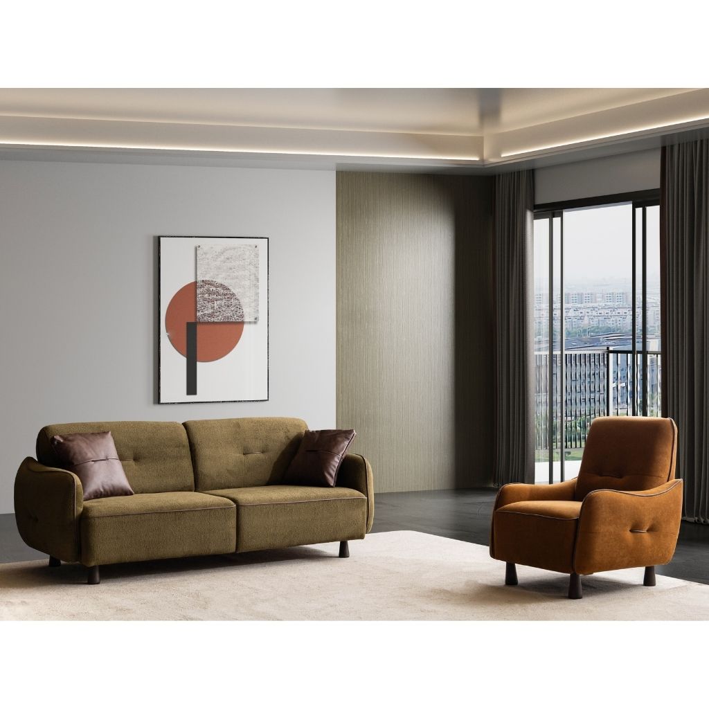 Lavin Taba & Zeytin Yeşili 3-3-1 Koltuk Takımı