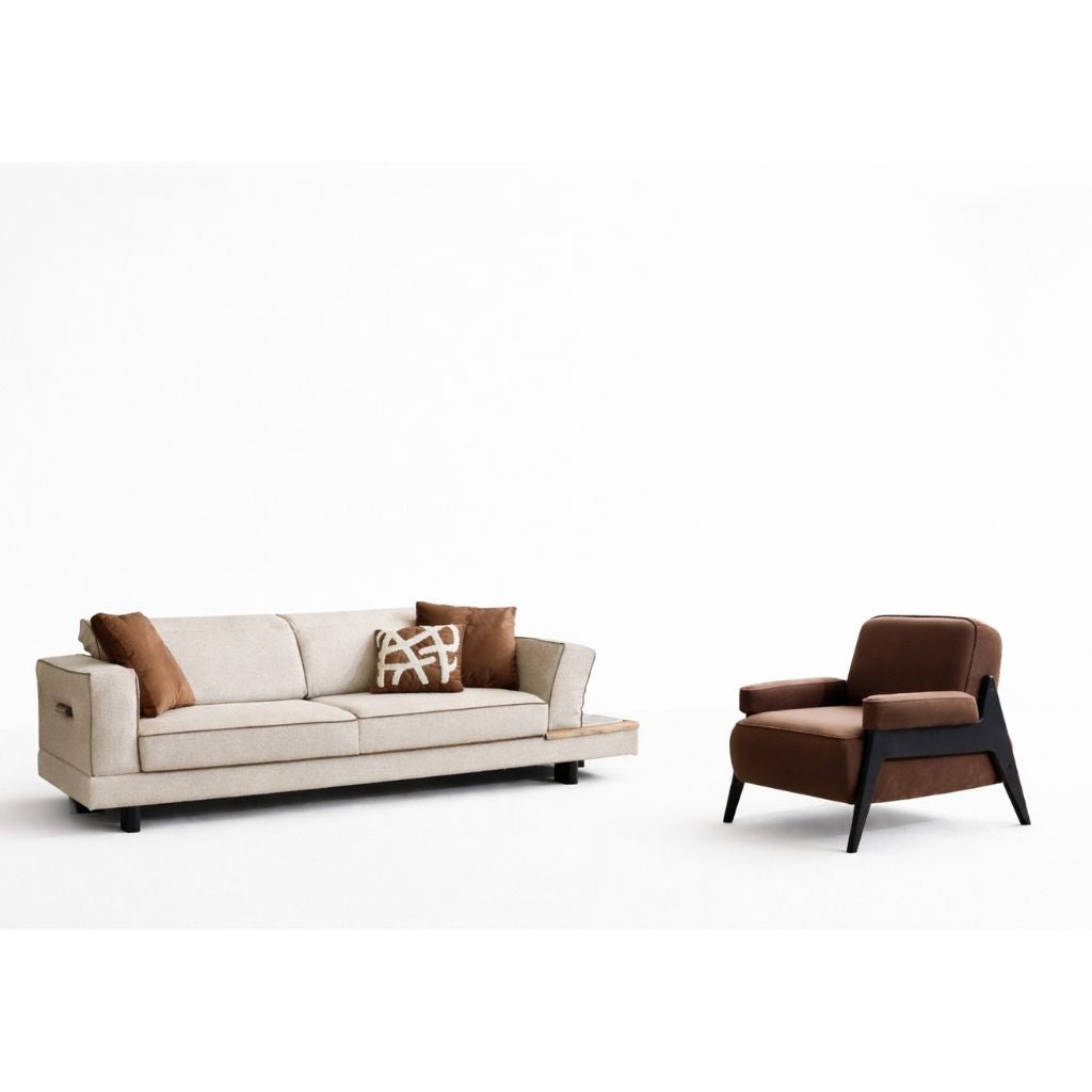 Mira Krem & Taba 3-3-1 Koltuk Takımı