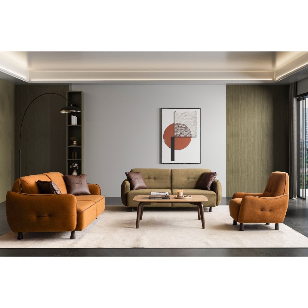 Lavin Taba & Zeytin Yeşili 3-3-1 Koltuk Takımı