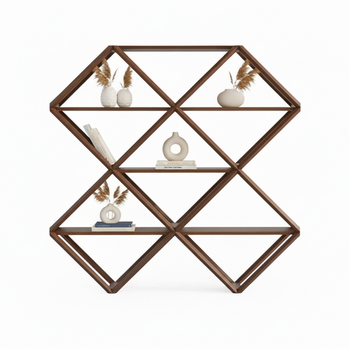 Hexa Koyu Meşe Kitaplık